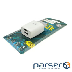 Мережевий зарядний пристрій Hoco, White, 2xUSB, 2.4A (C73A) (C73A White)