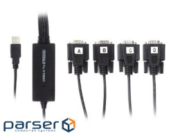 Viewcon USB 2.0 to 4x adapter COM (9+25pin) 1.4m (VE671)