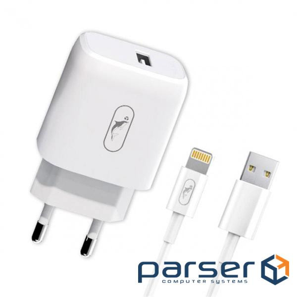 Charger SkyDolphin SC22EL (1USB, 2.1A) White (MZP-000158) + cable Lightning