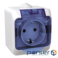 Розетка Schneider Electric CEDAR 2К+С із шторками та прозорою кришкою біла IP44 (WDE000543)