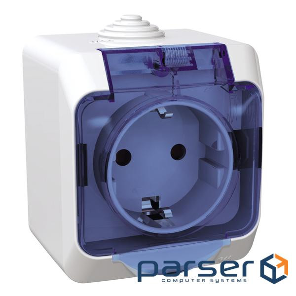 Розетка Schneider Electric CEDAR 2К+С із шторками та прозорою кришкою біла IP44 (WDE000543)