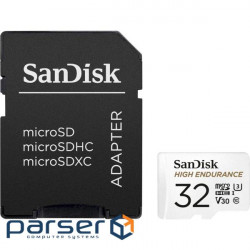 Карта пам'яті SANDISK microSDHC High Endurance 32GB UHS-I U3 V30 Class 10 + SD-a (SDSQQNR-032G-GN6IA)