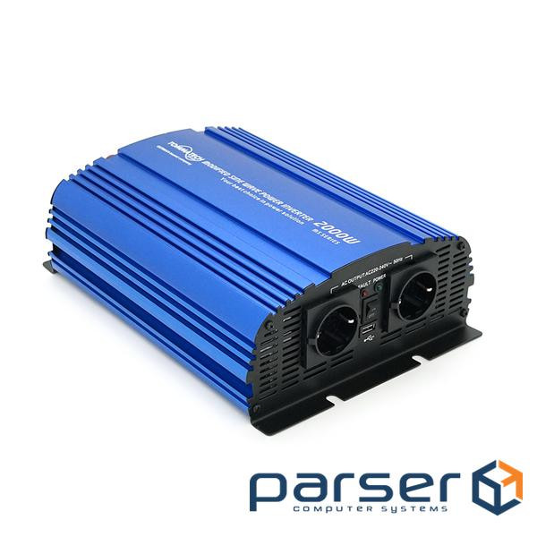 Інвертор напруги Tommatech MS-2000, 12В / 220В, 2000Вт з апроксимованою синусоїдою, 2Шуко, USB, 2*кл