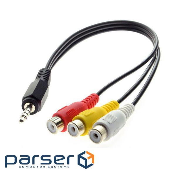 Audio adapter cable Jack 3.5mm 4pin-RCAx3 M/F 0.25m, AV (V-L-R-Gnd), black (62.09.8329-1)