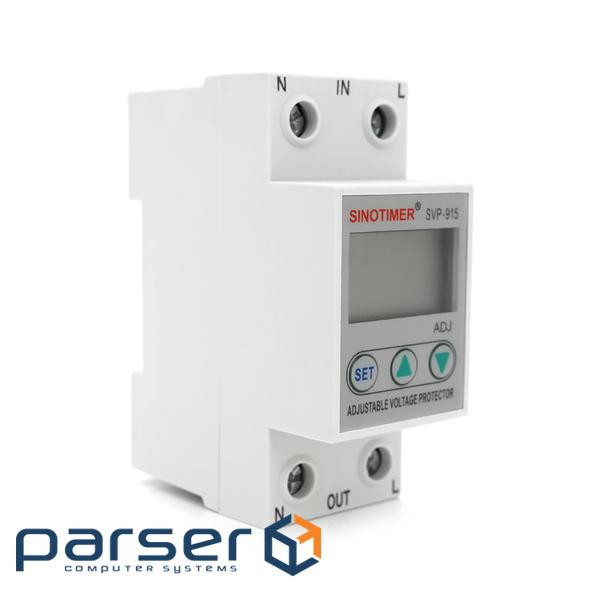 Захисне реле з контролем напруги SVP-915, 40A, 220В, на DIN-рейку, 35х65х85 мм (SVP-915-40A)