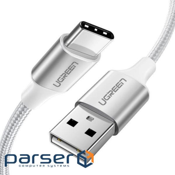 Дата кабель USB 2.0 AM to Type-C 1.0m US288 Aluminum Braid White Ugreen (60131)
