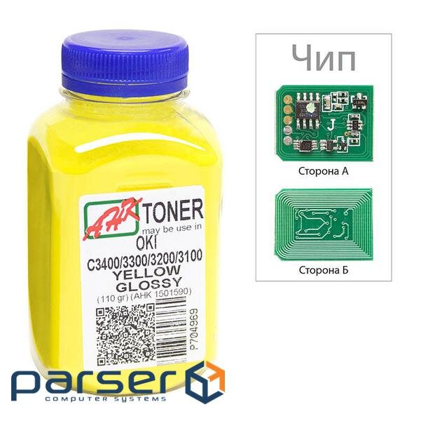 Тонер OKI C3400/3300, 110г Yellow+chip AHK (1502697)