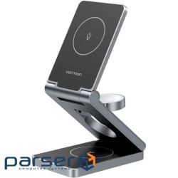 Зарядний пристрій 15W 3-in-1 Magnetic Wireless Fast Charger Gray Vention (FGFH0)