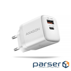 Мережевий зарядний пристрій AXAGON ACU-PQ20W, QC3.0/AFC/FCP + PD type-C, 20W, white
