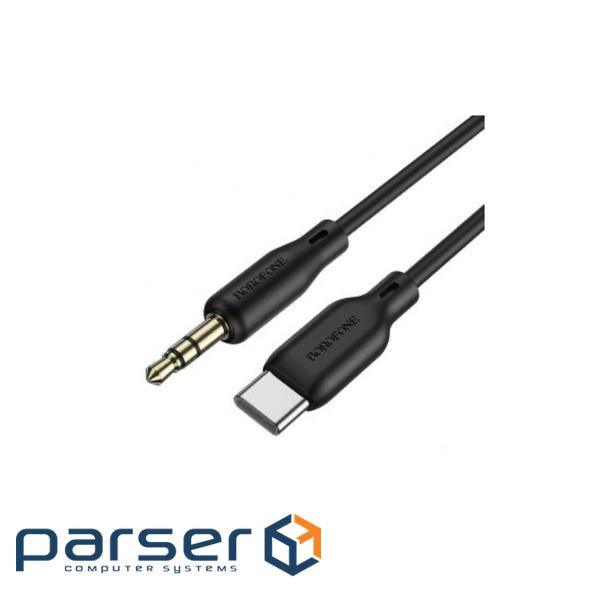 Кабель мультимедійний USB-C to 3.5mm M 1.0m silicone black BOROFONE (6941991101069)