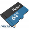 Карта пам'яті microSDXC, 64Gb, Class10 UHS-I, Netac P500, адаптер SD (NT02P500STN-064G-R)
