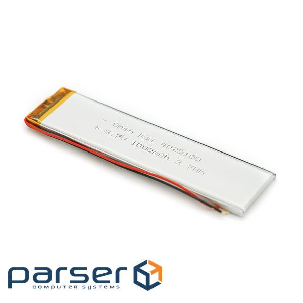 Літій-полімерний акумулятор 4*25*100mm(Li-ion 3.7В 1000мА&middot,ч) (4025100) ) (4025100)