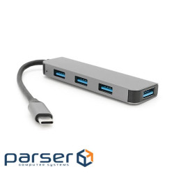 Хаб YT47720 Type-С на USB 3.0 / 4 порту, 480Mbts, живлення від USB, 0.15m, Gray, Box
