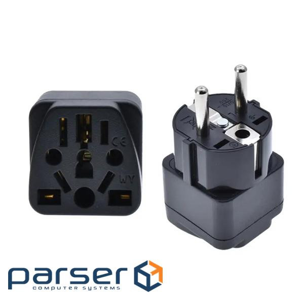 Перехідник живлення IEC(Schuko)-(World) M/F,+USA/UK/CH/Italy/CN адаптер 16A,чорний (62.09.8461-1) (62.09.8461-1)