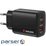 Зарядний пристрій VERBATIM Essentials GaN 65W 2xUSB-C, 1xUSB-A, PD3.0, QC3.0 Black (32352)