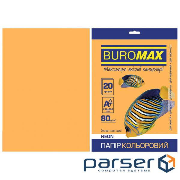 Папір Buromax А4, 80g, NEON orange, 20sh (BM.2721520-11)