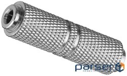 Перехідник аудіо Jack 3.5mm 3pin F / F, D = 9.6mm AUX Zinc, металік (25.02.5024-1)