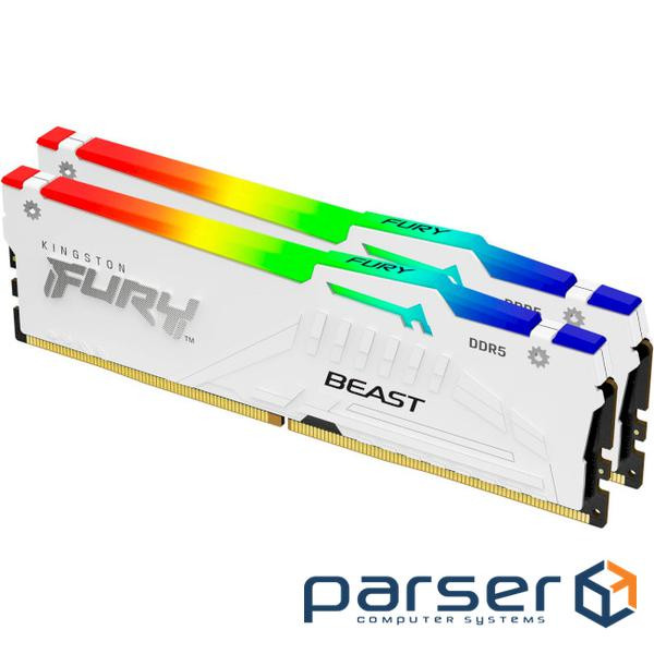Модуль пам'яті KINGSTON FURY Beast RGB White DDR5 5600MHz 32GB Kit 2x16GB (KF556C40BWAK2-32)