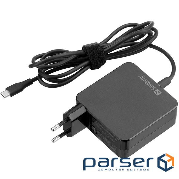 Зарядний пристрій 1xUSB 65W (USB-C) Gan, built in cable 2m, чорний Sandberg (135-79)