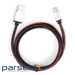 Date cable USB 2.0 AM to Type-C 1m pu leather black Vinga (VCPDCTCLS1BK)