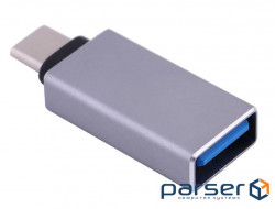 Перехідник USB3.1 Type-C --> USB (OTG) OEM, сріблястий (S0673)