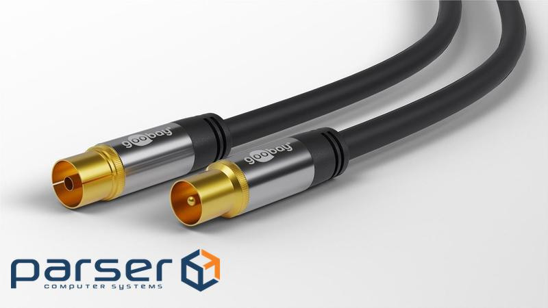 Кабель антенний-підовжувач RF:Coaxial M/F 1.0m,+M/M D=8.0mm 4xShielded(128ж) Cu,чорний (75.07.0346-