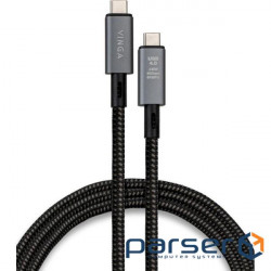 Cable VINGA USB4 Type-C to Type-C 240W 40GBps 8K60Hz Nylon 0.8m Black (VCPDCU4)