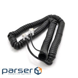 Патч-корд телефонний, RJ11, 5,0 m, гофрований, чорний (PC-5.0B)