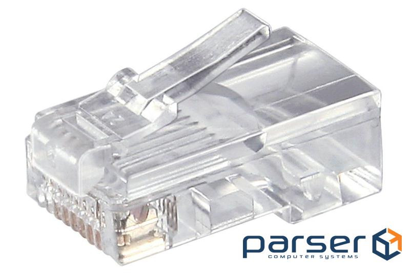 Конектор мережевий FreeEnd-RJ45 UTP5e,конектор 8P8C обжимний Gold,прозорий (78.01.4409-1)