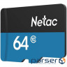 Netac MicroSD card P500 Standard 64GB, retail version w/ o SD adapter (NT02P500STN-064G-S)