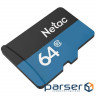 Netac MicroSD card P500 Standard 64GB, retail version w/ o SD adapter (NT02P500STN-064G-S)