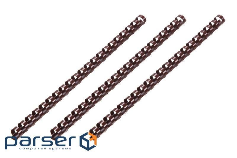 Plastic springs for binder 2E, 25mm, chocolate, 50 pcs (2E-PL25-50CH)