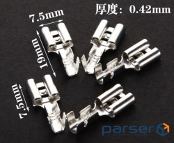 Клема F2 мама, 6.3 мм, дріт 0.5-1.5, ізольована, латунь, 100шт в упаковці, ціна за упаковку 