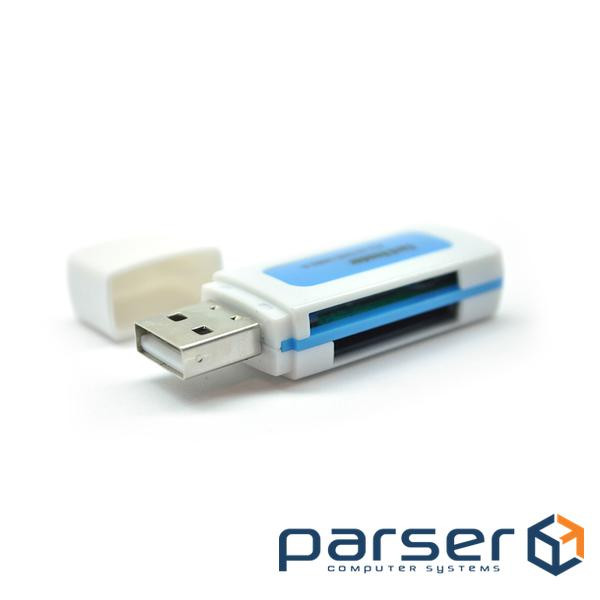 Кардрідер універсальний 4в1 MERLION CRD-5VL TF/ Micro SD, USB2.0, Blue