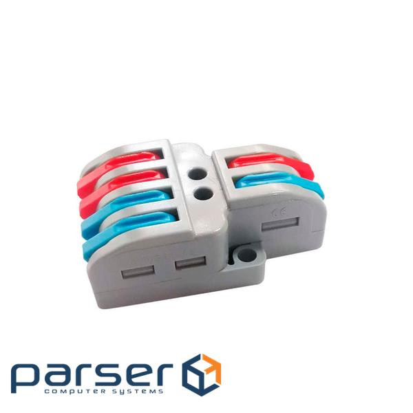 Клемна колодка з натискними затискачами 2х4-дроти LT-422 для розподільних коробок, (LT-422 cіра) )