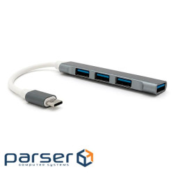 Хаб YT47719 Type-C на USB 3.0 / 4 порту, 480Mbts, живлення від USB, 0.15m, Silver, Box