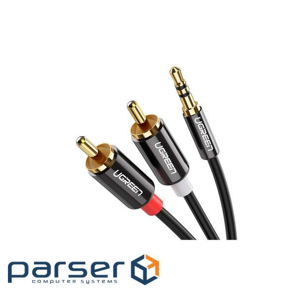 Кабель мультимедійний 3.5mm M to 2xRCA M 2.0m AV116 black Ugreen (10584)