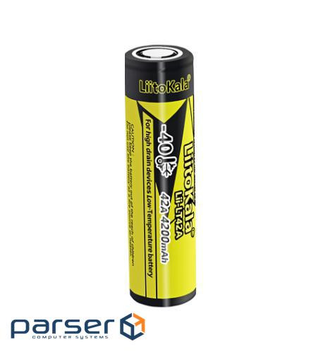 Акумулятор 21700 Li-Ion LiitoKala LT42A, 4200mAh, 45A, 3.7V (2.5-4.2V), 21*70mm, LowTemp-40-60℃, Bla
