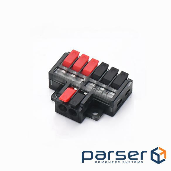 Клема з натискними затискачами 6на2-провідна LT-62, 1 / 3-pin, 250V, 32A, 0.2-4mm2, 14,5 / 36*30*11m