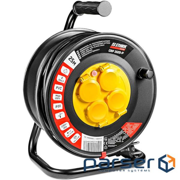 Подовжувач на котушці STARK CRP 1525-P Black, 4 розетки, 25м (242000001)