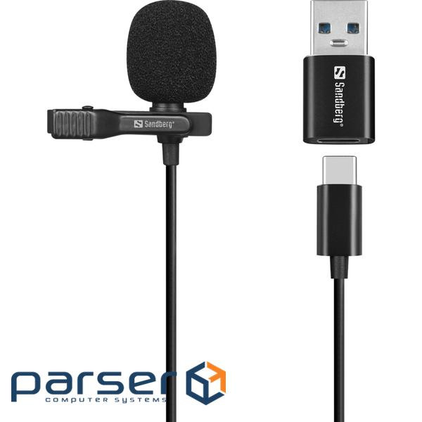 Провідний петличний мікрофон Streamer USB Clip USB-A/USB-C, кабель 3м, чорний (126-40)