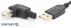 Кабель Kingda USB AM-BM, 1.0 м, кут 90 ліворуч, чорний (S0671)