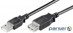 Кабель USB 2.0 A M/ F 1.8m, AWG24+28 2xShielded D=4.2mm Cu, HQ, черный (78.01.2806-250)