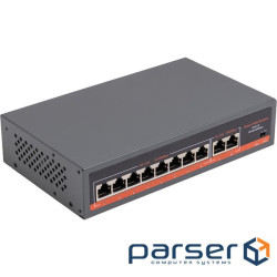 PoE комутатор 8x100Mbps PoE + 2x Gigabit UPLINK, 120W (TV993697)