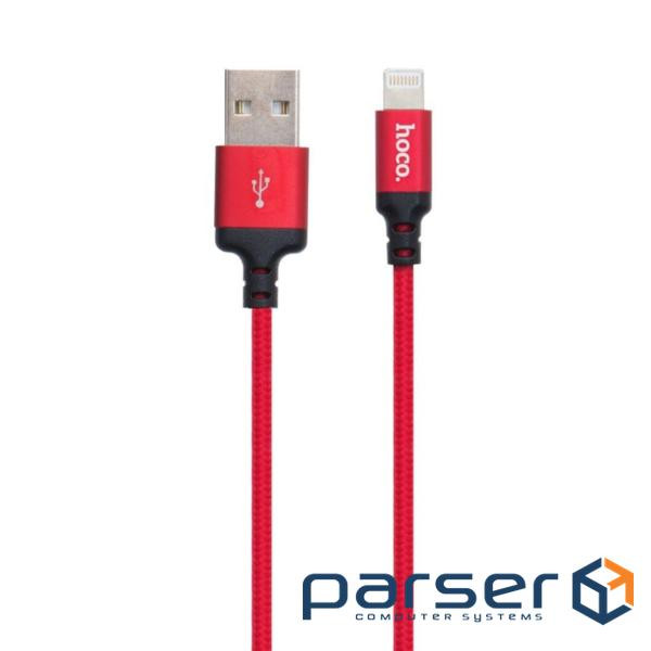 Дата кабель USB 2.0 AM to Lightning 2.0m 2A X14 black-red HOCO (6957531062899)