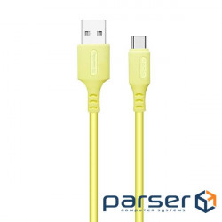 Date cable USB 2.0 AM to Type-C 1.0m soft silicone yellow ColorWay (CW-CBUC043-Y)