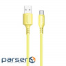 Дата кабель USB 2.0 AM to Type-C 1.0m soft silicone yellow ColorWay (CW-CBUC043-Y)