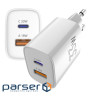 Сетевое зарядное устройство Sigma mobile X-power 33W GaN, PD, QC (1xUSB-C + 1xUSB-A) White (PS33-01)