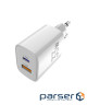 Сетевое зарядное устройство Sigma mobile X-power 33W GaN, PD, QC (1xUSB-C + 1xUSB-A) White (PS33-01)