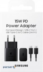 Зарядний пристрій Samsung 15W Power Adapter (w C to C Cable) Black (EP-T1510XBEGRU)
